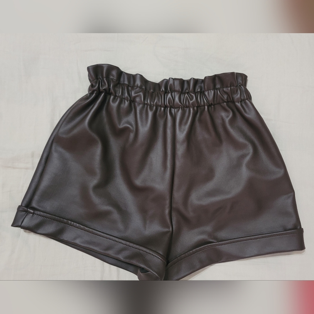 Chocolate Brown Pleather Shorts